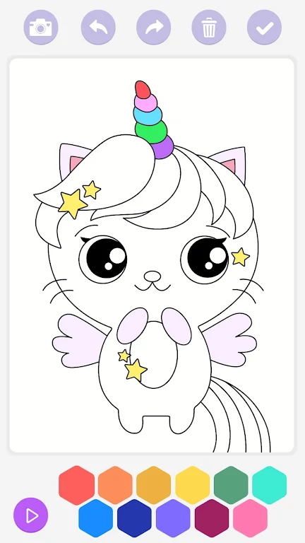 Unicorn Cat Coloring Book Captura de pantalla 2