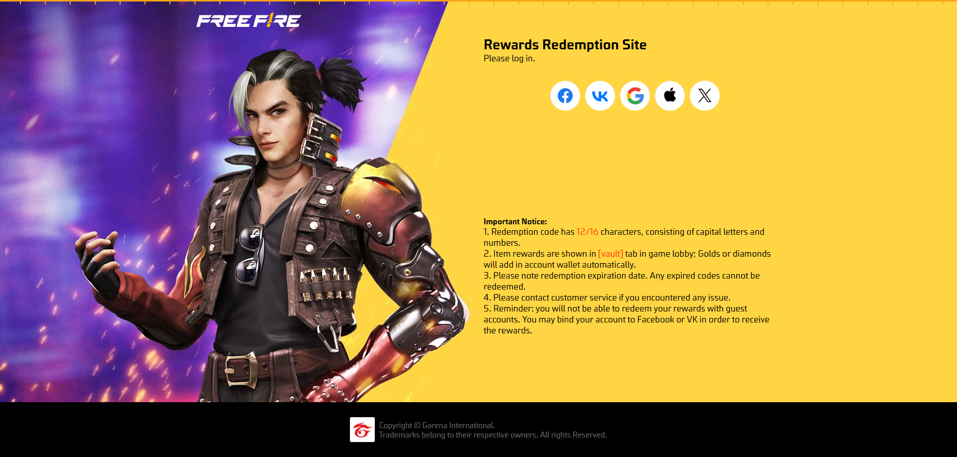 Free Fire MAX – All Working Redeem Codes January 2025