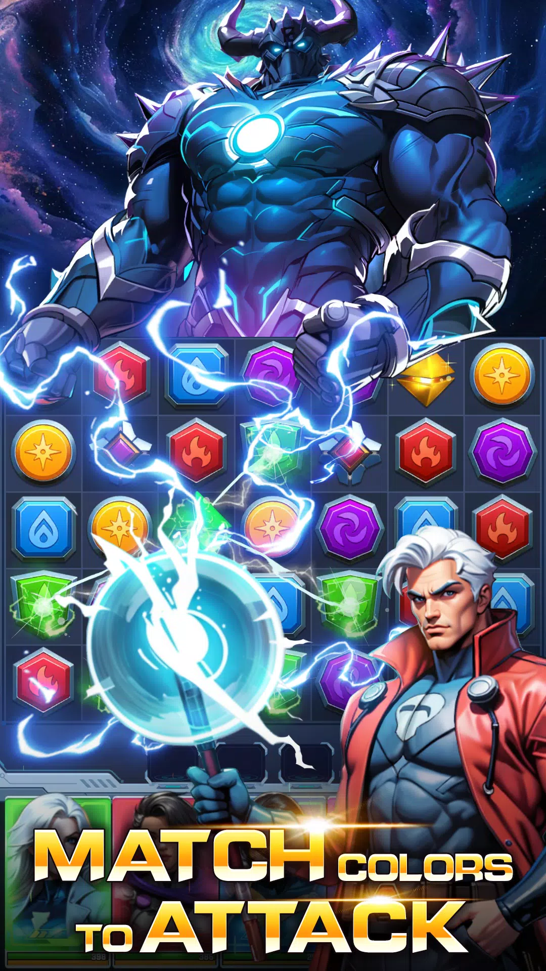 Superhero & Puzzles Match3 RPG 스크린샷 1