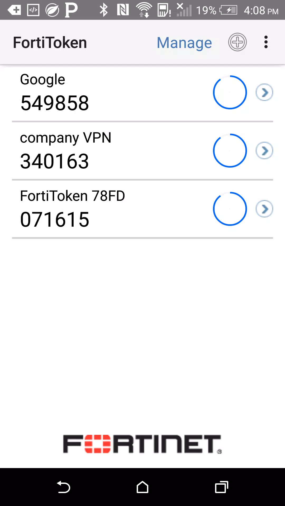 FortiToken Mobile Ekran Görüntüsü 1