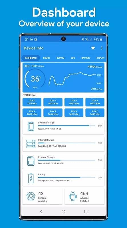 Device Info: System & CPU Info ဖန်သားပြင်ဓာတ်ပုံ 3