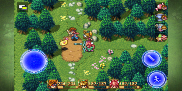 Secret of Mana, qui s'étend sur plus de deux décennies depuis ses débuts, peut être attribuée en grande partie à la force de son récit. Les joueurs de l'ère SNES ont été entraînés dans un voyage immersif inspiré de l'anime à travers un royaume de magie et de fantaisie, chargés de guider le trio de protagonistes (Randi, Primm et Popoi) dans leur quête pour vaincre les forces malveillantes.<br>Caractéristiques <br>Reconnu comme l'un des jeux de rôle SNES les plus appréciés, Secret of Mana captive les joueurs avec ses visuels éclatants, son large éventail de des créatures fantaisistes et une partition musicale convaincante. Notamment, le jeu adopte un système de menus en anneaux, conçu pour une navigation intuitive et une jouabilité améliorée.<br>Évolution de Secret of Mana<br>Dans la version originale, les joueurs commandaient directement les membres du groupe ; cependant, dans le remake, Squaresoft a introduit des membres du groupe contrôlés par l'IA, rationalisant ainsi les mécanismes de combat. Cet ajustement simplifie la prise de décision, permettant aux joueurs de sélectionner les actions des personnages directement en cliquant sur leur nom dans une liste d'options. De plus, le mode multijoueur permet un échange fluide entre les membres du groupe.<br>Le gameplay s'articule autour de séquences d'action dynamiques, permettant un jeu en solo et en coopération avec un ami ou l'IA. Le jeu présente notamment du pixel art 16 bits et des tuiles d'herbe animées, enrichissant l'expérience visuelle.<br><img src=