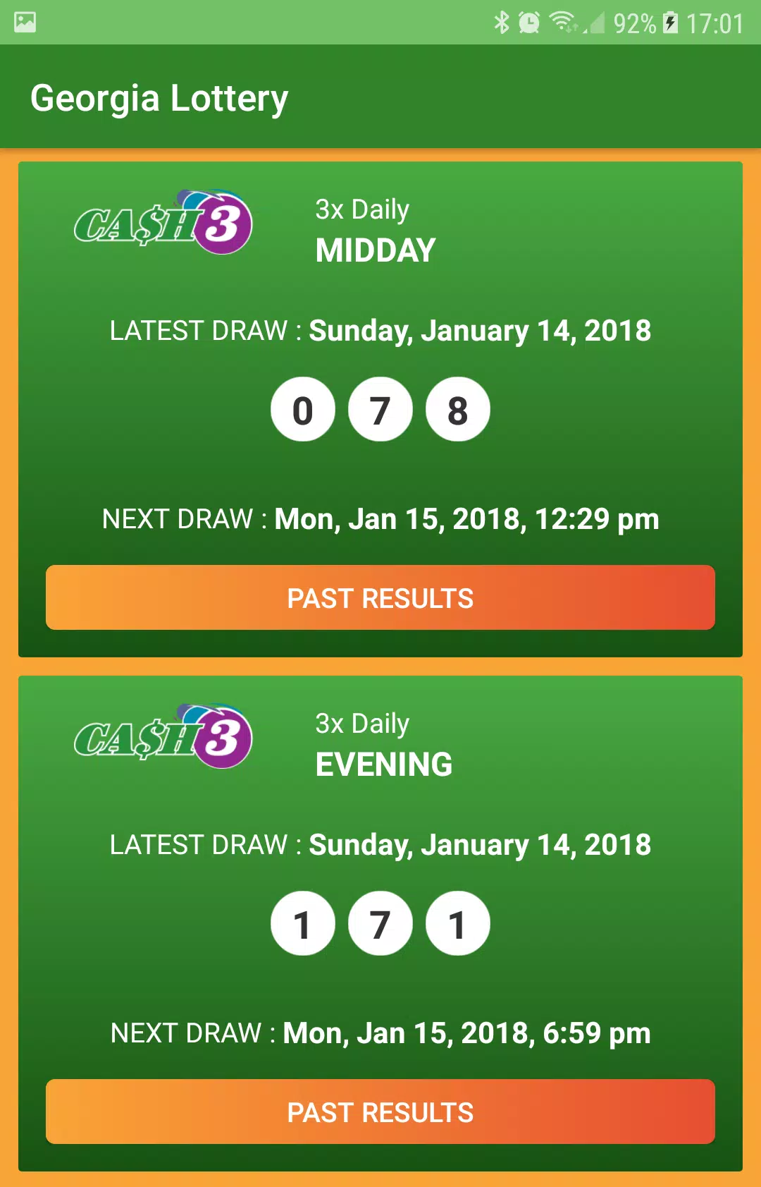Georgia Lottery Results Screenshot 1