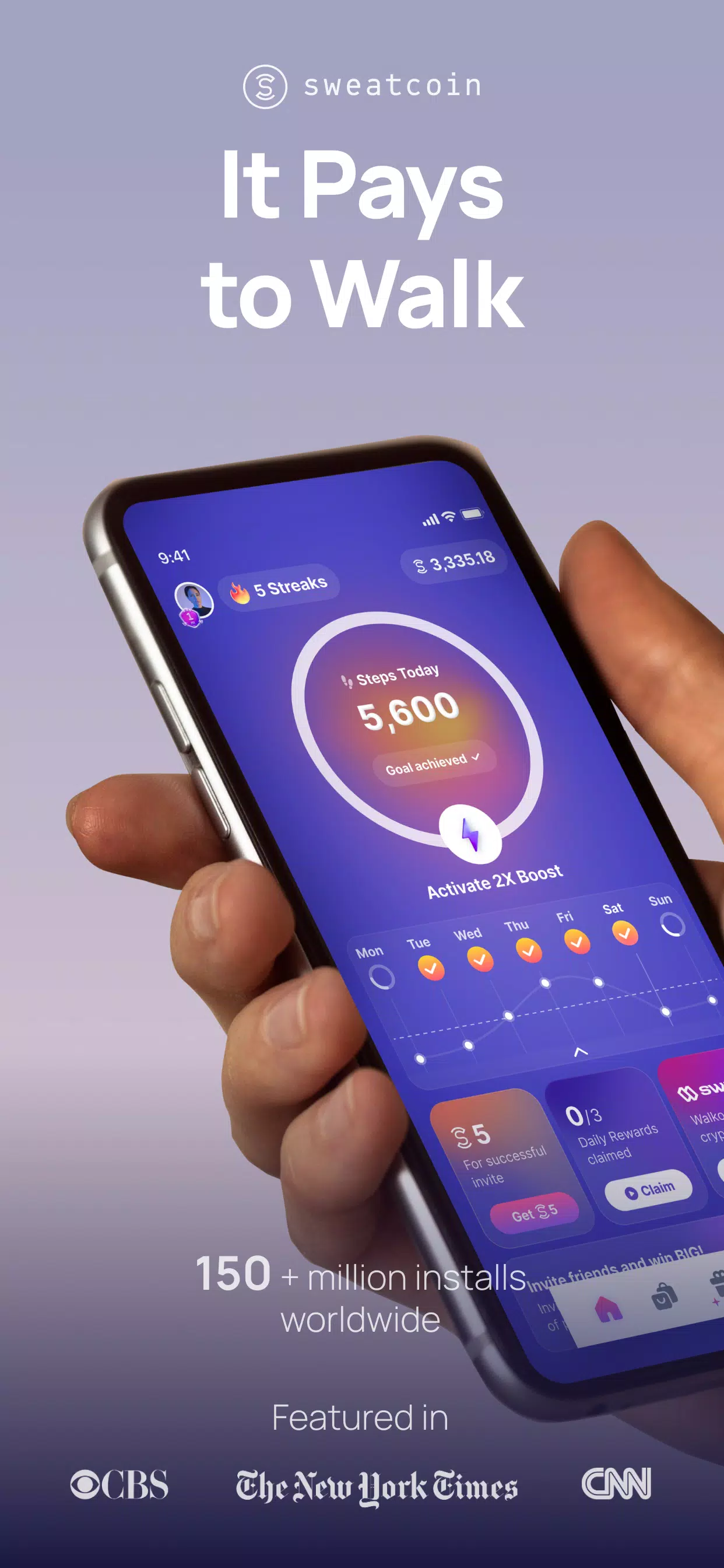 Sweatcoin・Walking Step Counter Ảnh chụp màn hình 1