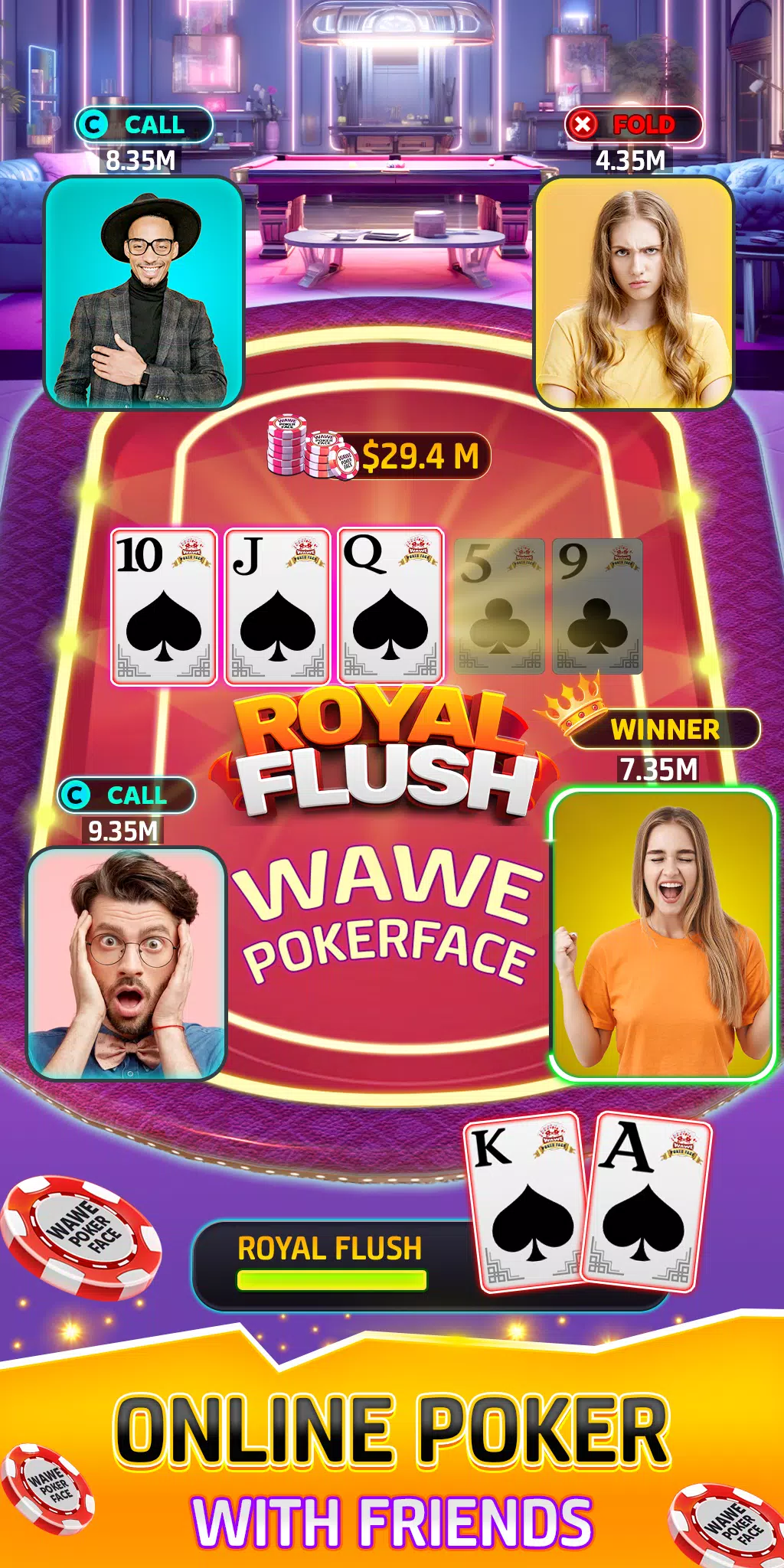 Wawe Poker Face - Holdem Poker Schermafbeelding 1