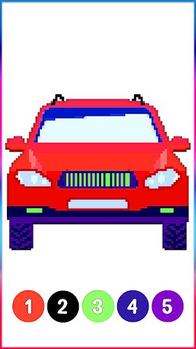 Cars Pixel Art Color by Number Screenshot 4