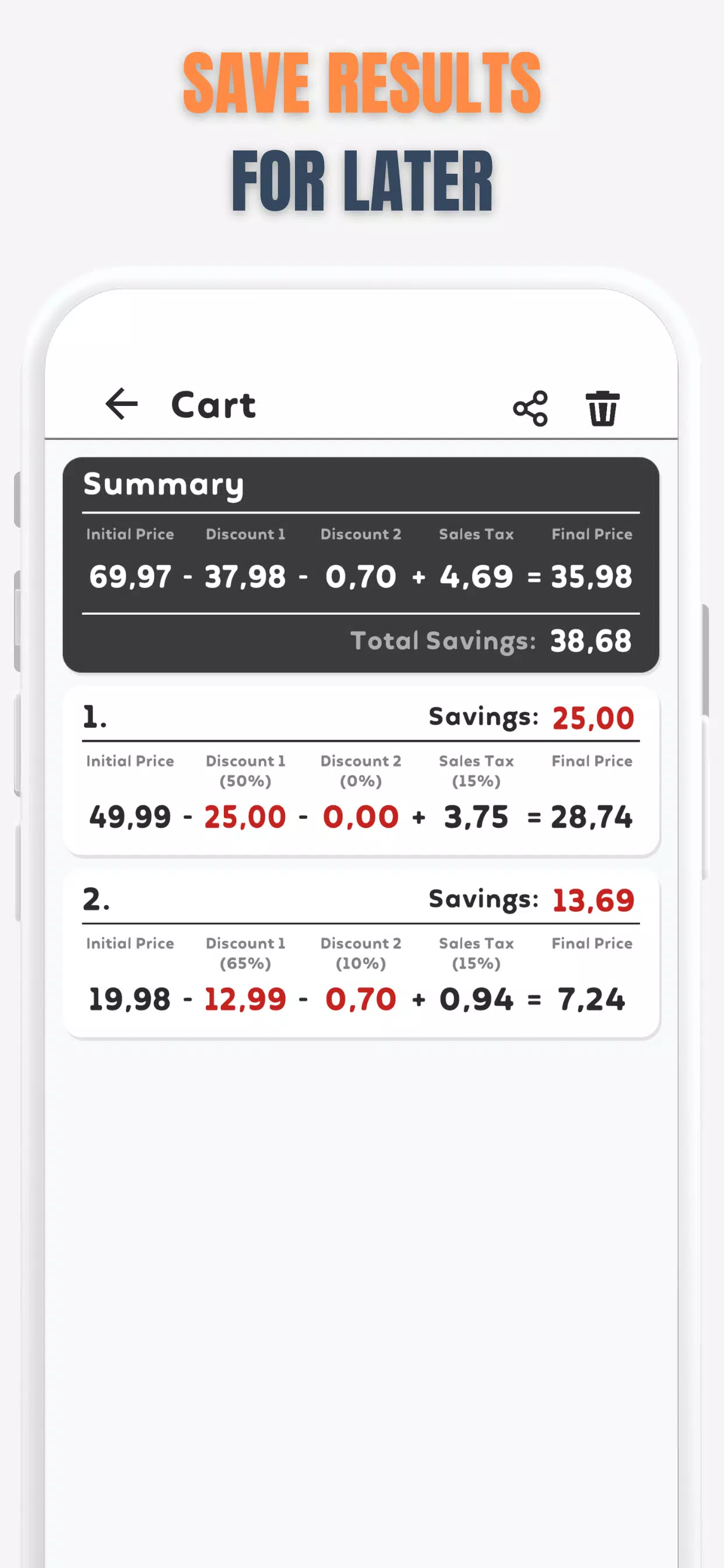 Percent Off Shoping Calculator應用截圖第2張