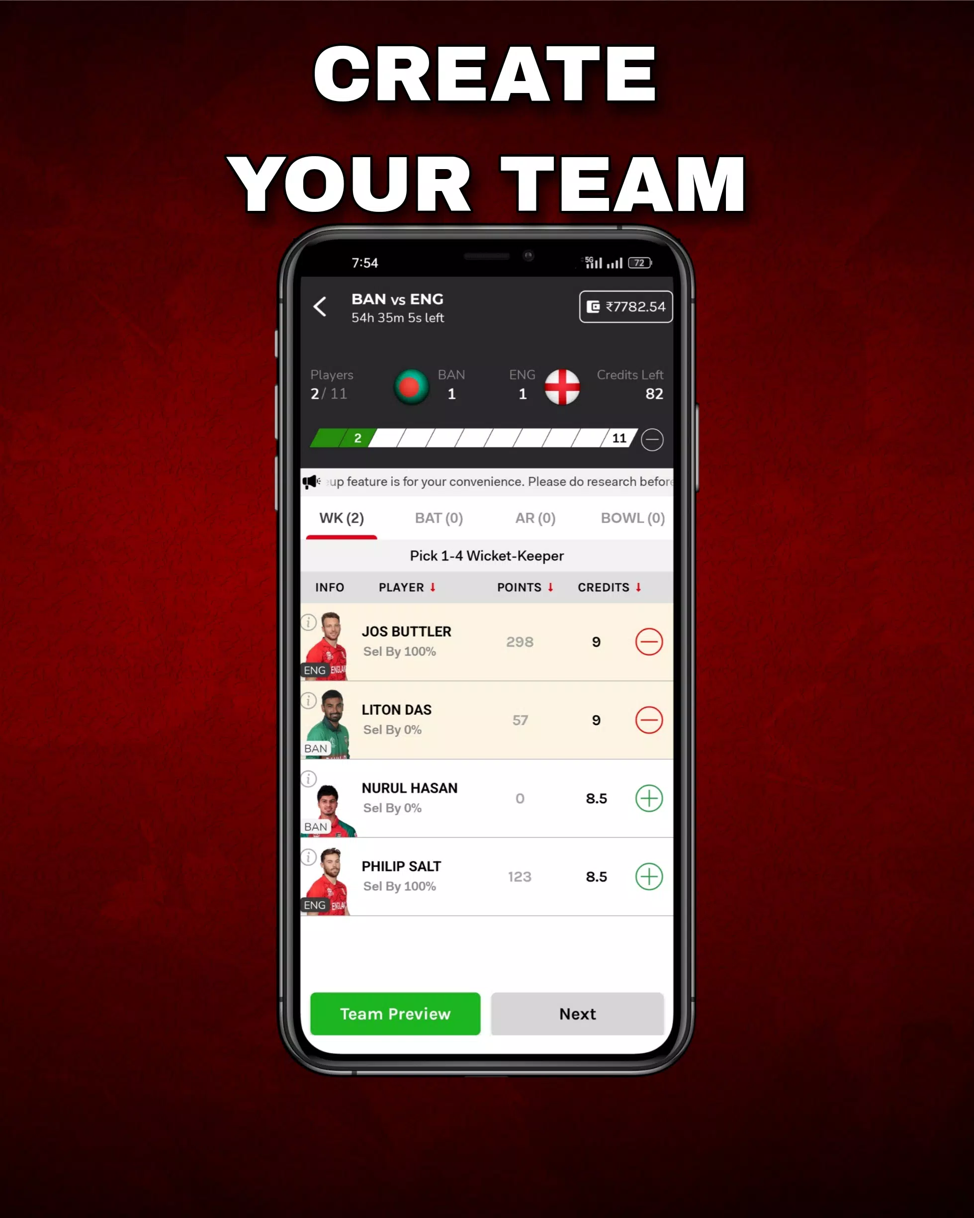 Schermata FantPlay11:Fantasy Cricket App 3