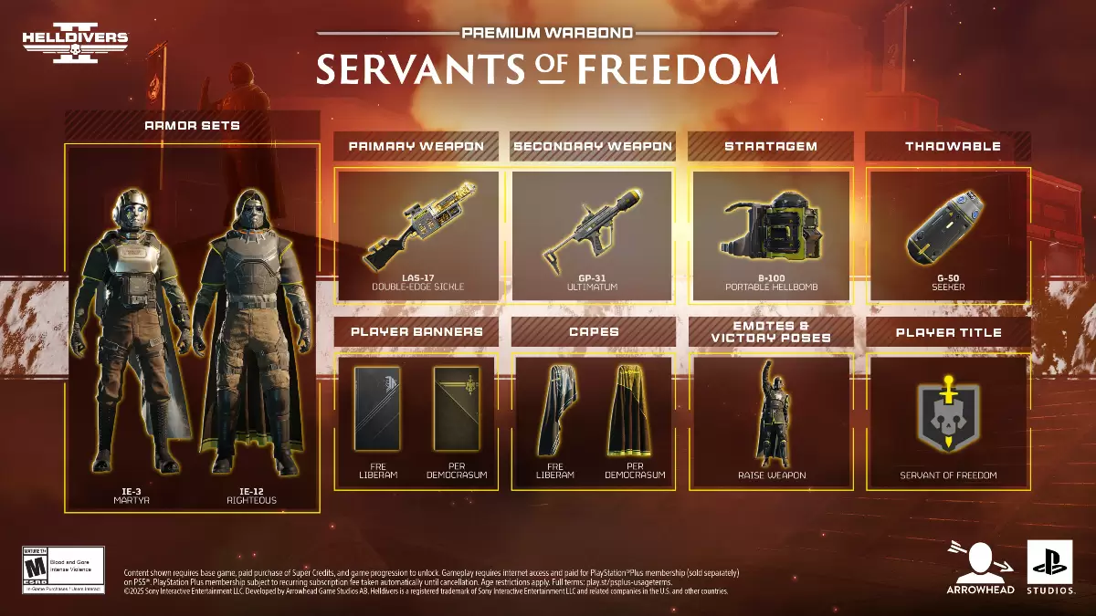 Servants of Freedom Warbond rewards in Helldivers 2.