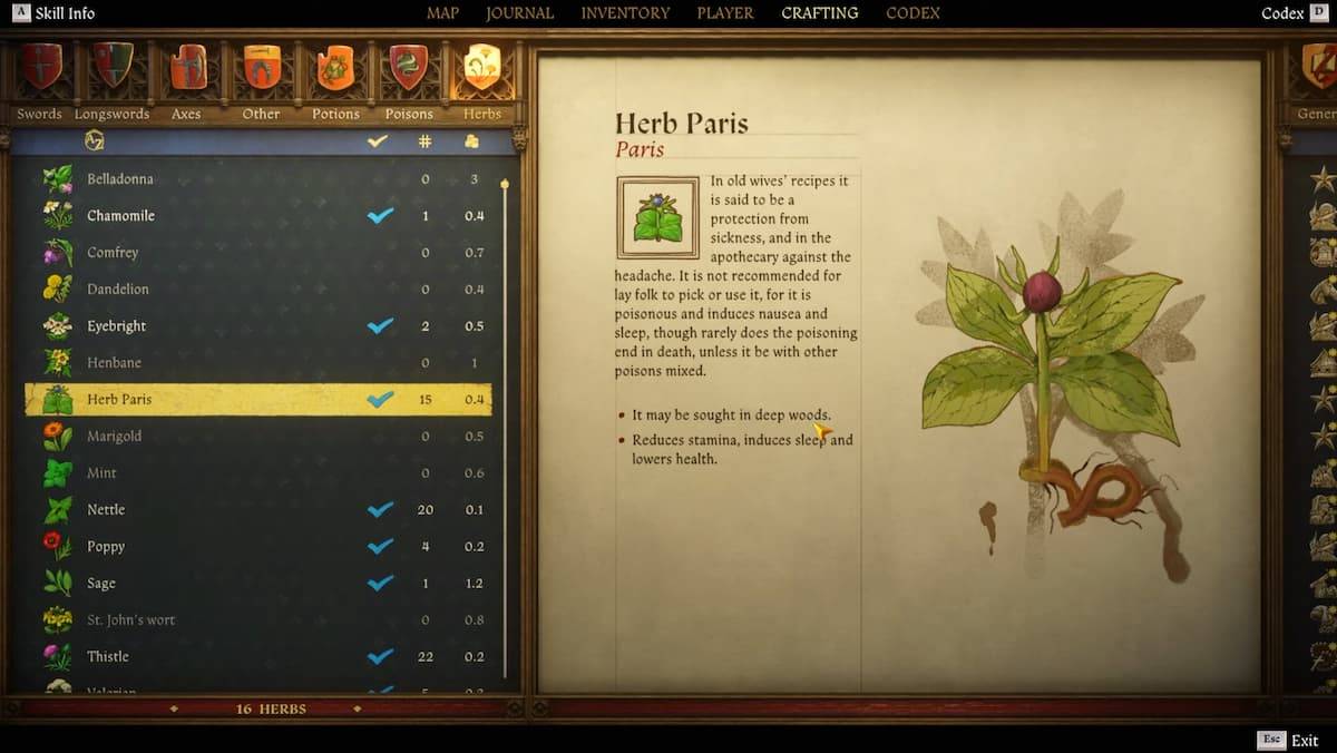 Come ottenere Herb Paris in Kingdom Come Deliverance 2