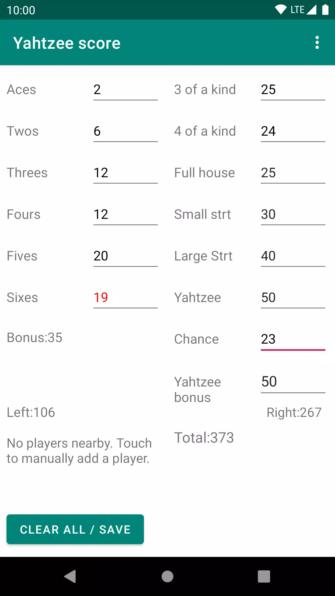 Yatzy score 스크린샷 1