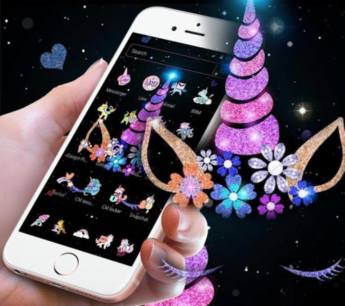 Night Star Unicorn Sparkling Theme Ảnh chụp màn hình 3