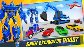 Snow Excavator Robot Car Games ภาพหน้าจอ 2