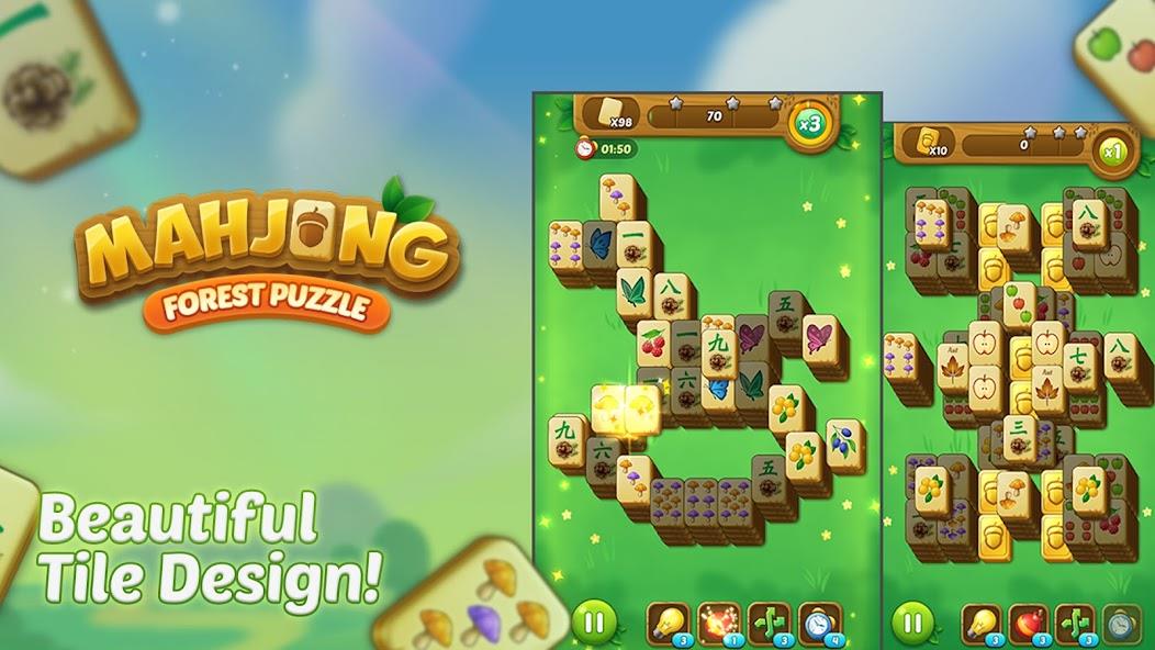 Mahjong Forest Puzzle Mod Скриншот 2