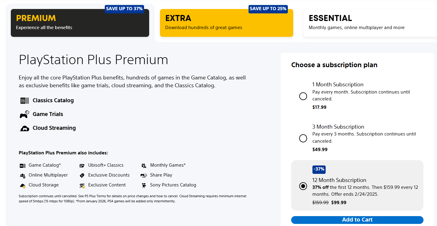 PS Plus'ta Büyük Tasarruf: Ekstra ve Premium şimdi bir yıl için 99,99 $