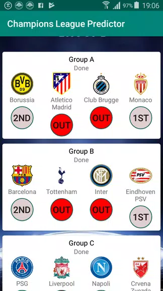 Champions Football Predictor ဖန်သားပြင်ဓာတ်ပုံ 1