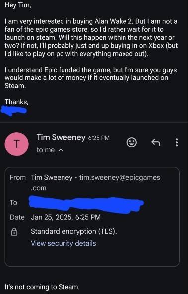 蒂姆·斯威尼（Tim Sweeney）确认