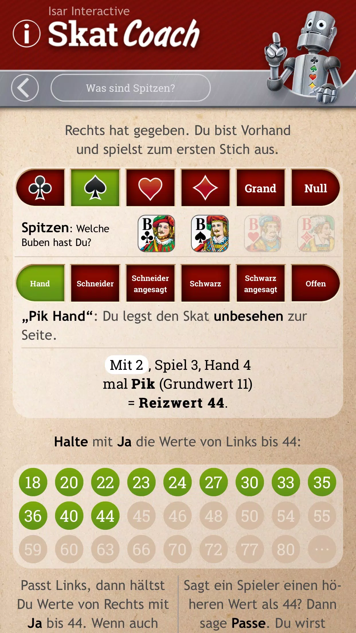 Schermata Skat Coach 4