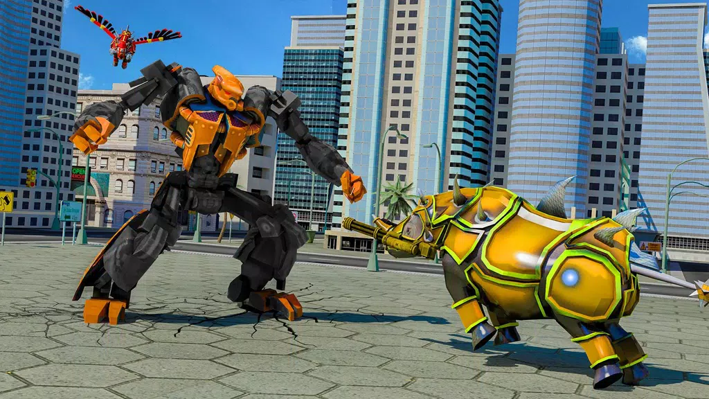 Flying Rhino Robot Transform: Robot War Games 스크린샷 2