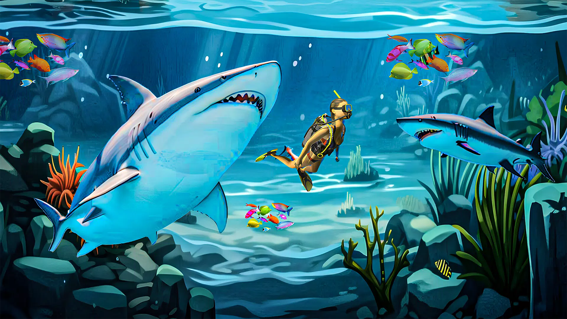 Shark Attack Games Offline 스크린샷 1