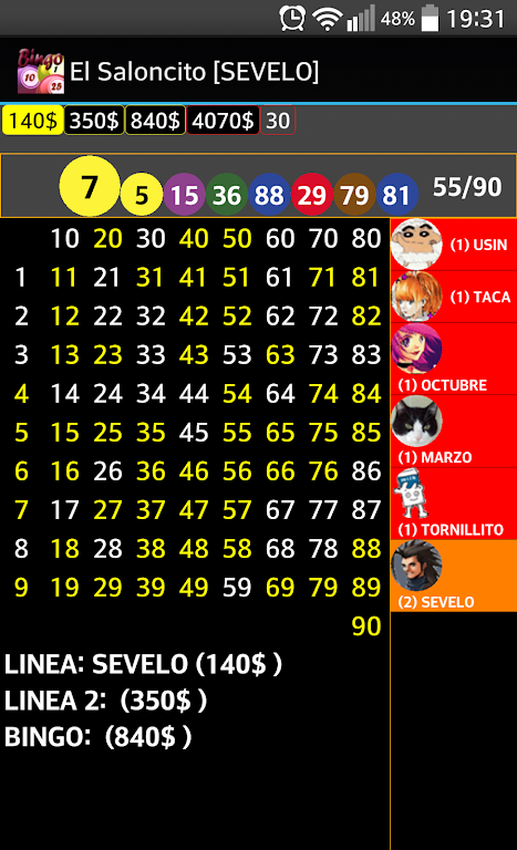 Schermata Bingo UsuBingo 3