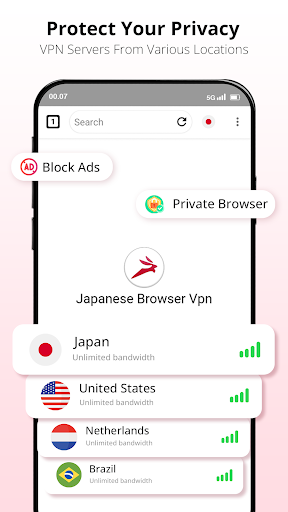 Japanese Browser Vpn: Private應用截圖第3張