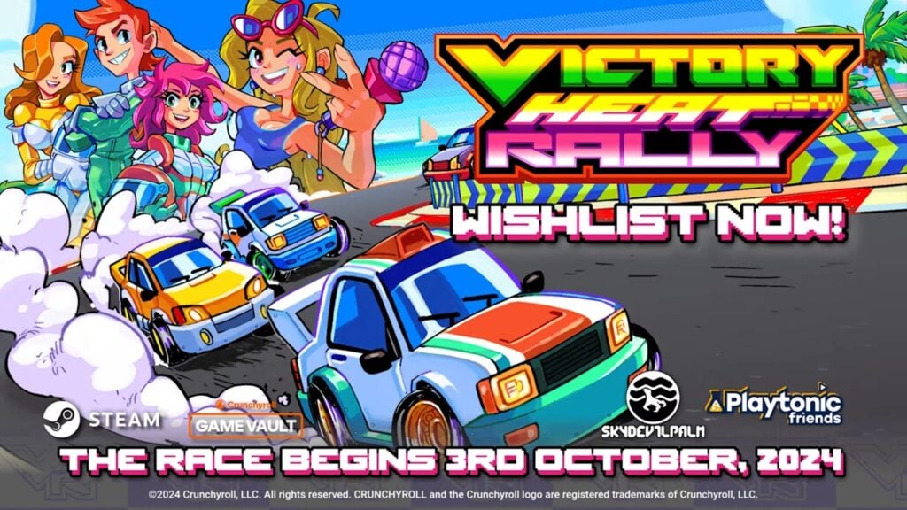 O Arcade Racer Victory Heat Rally em estilo retrô chegará ao celular em breve via Crunchyroll!