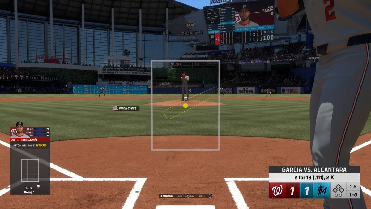 Luis Garcia di pinggan sebagai sebahagian daripada artikel mengenai tetapan memukul terbaik di MLB The Show 25.