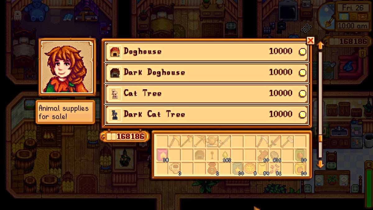 宠物用品在玛妮（Stardew Valley）的玛妮（Marnie）牧场商店