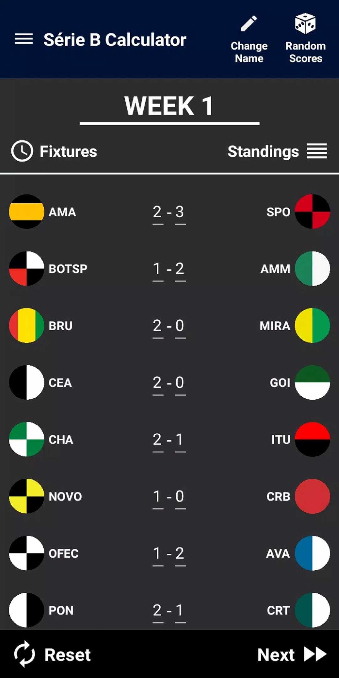 Schermata Brasileiro Série B Calculator 1