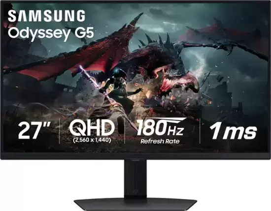 Samsung - 27” Odyssey G50D QHD IPS 180Hz Gaming Monitor