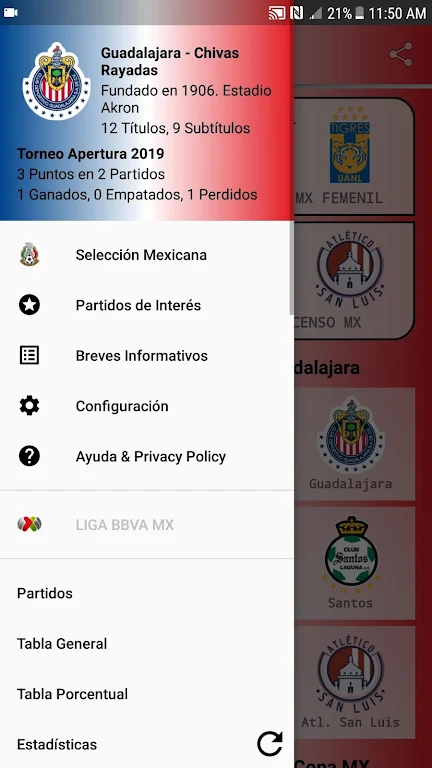 SoccerLair Mexican Leagues Screenshot 1