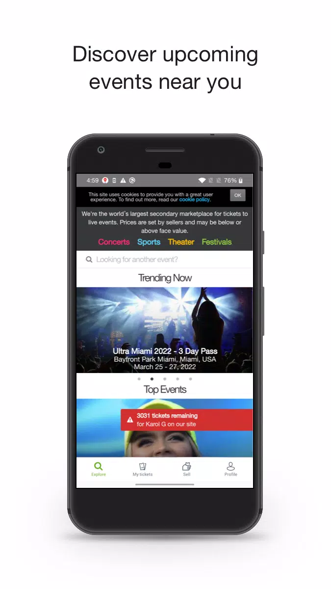 viagogo Tickets ဖန်သားပြင်ဓာတ်ပုံ 1