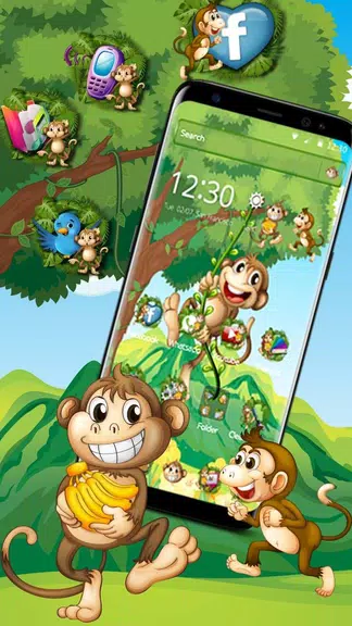 The Cute Cartoon Monkey Theme Screenshot 2