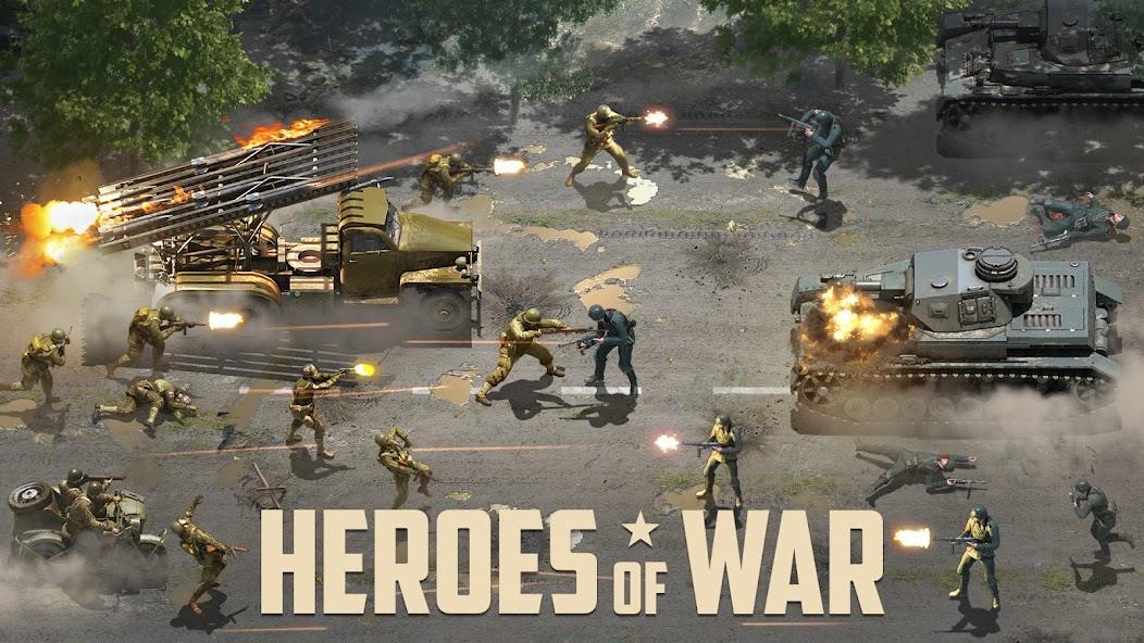 Heroes of War: Idle army game Mod ဖန်သားပြင်ဓာတ်ပုံ 1