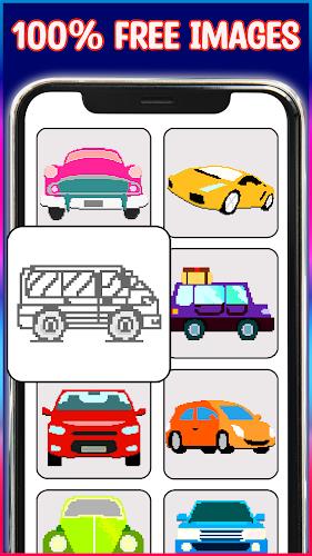 Cars Pixel Art Color by Number Screenshot 1