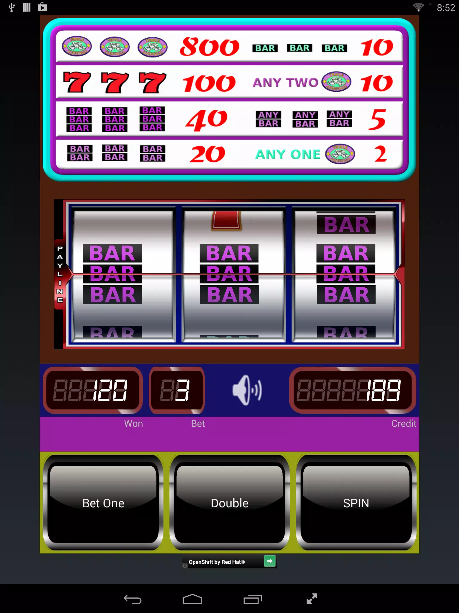 Triple Diamond Slot Machine Zrzut ekranu 1