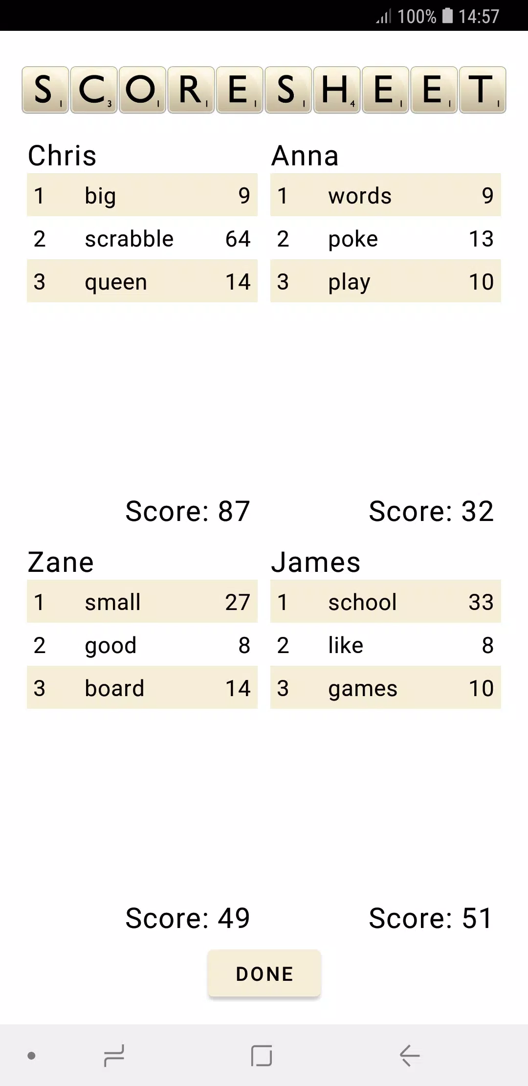 Scrabble Score स्क्रीनशॉट 4