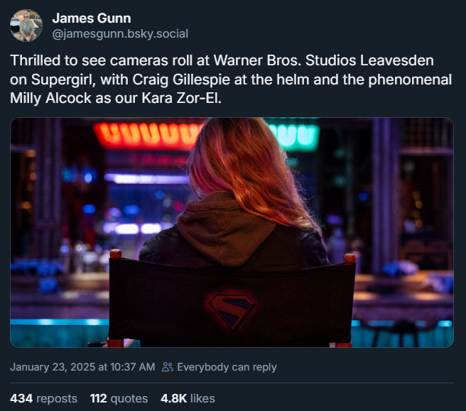 Inihayag muna ni James Gunns ang Supergirl: Babae ng Bukas