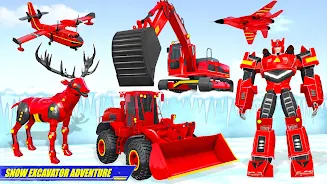 Snow Excavator Robot Car Games ภาพหน้าจอ 4