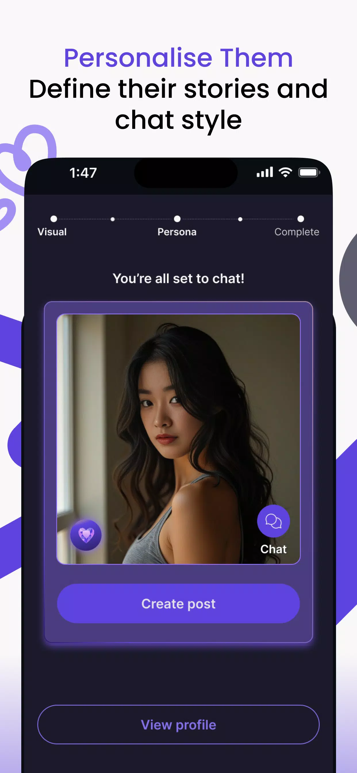 Vaib: AI Character Chat ဖန်သားပြင်ဓာတ်ပုံ 3