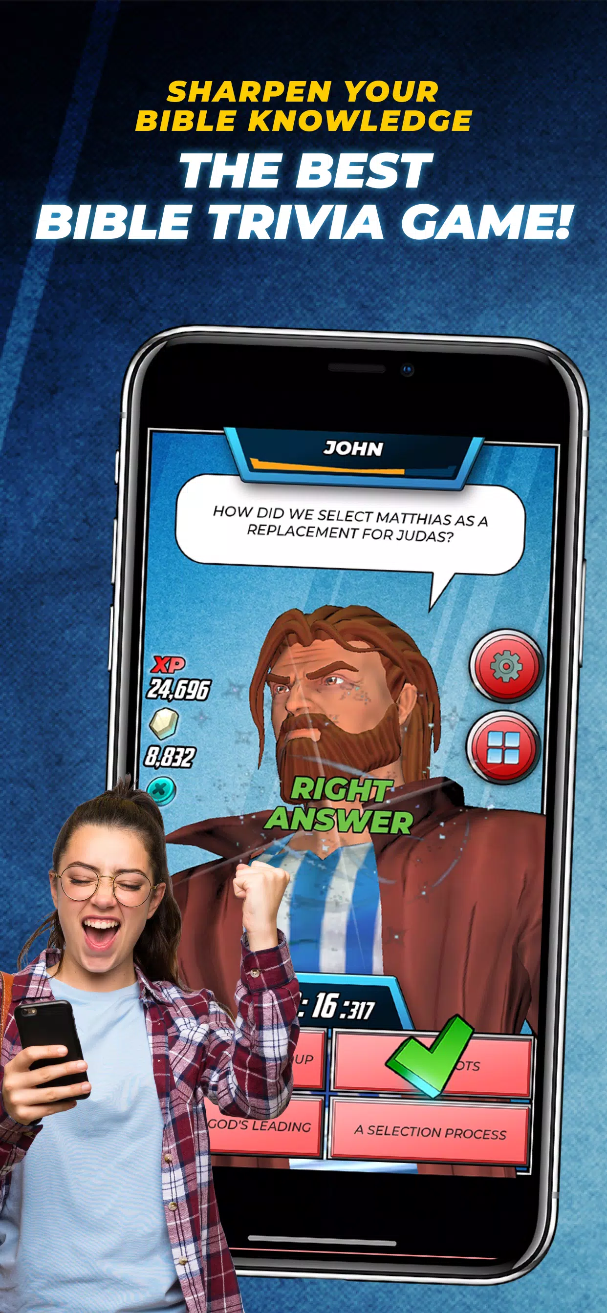 Bible Trivia Game: Heroes Ekran Görüntüsü 1