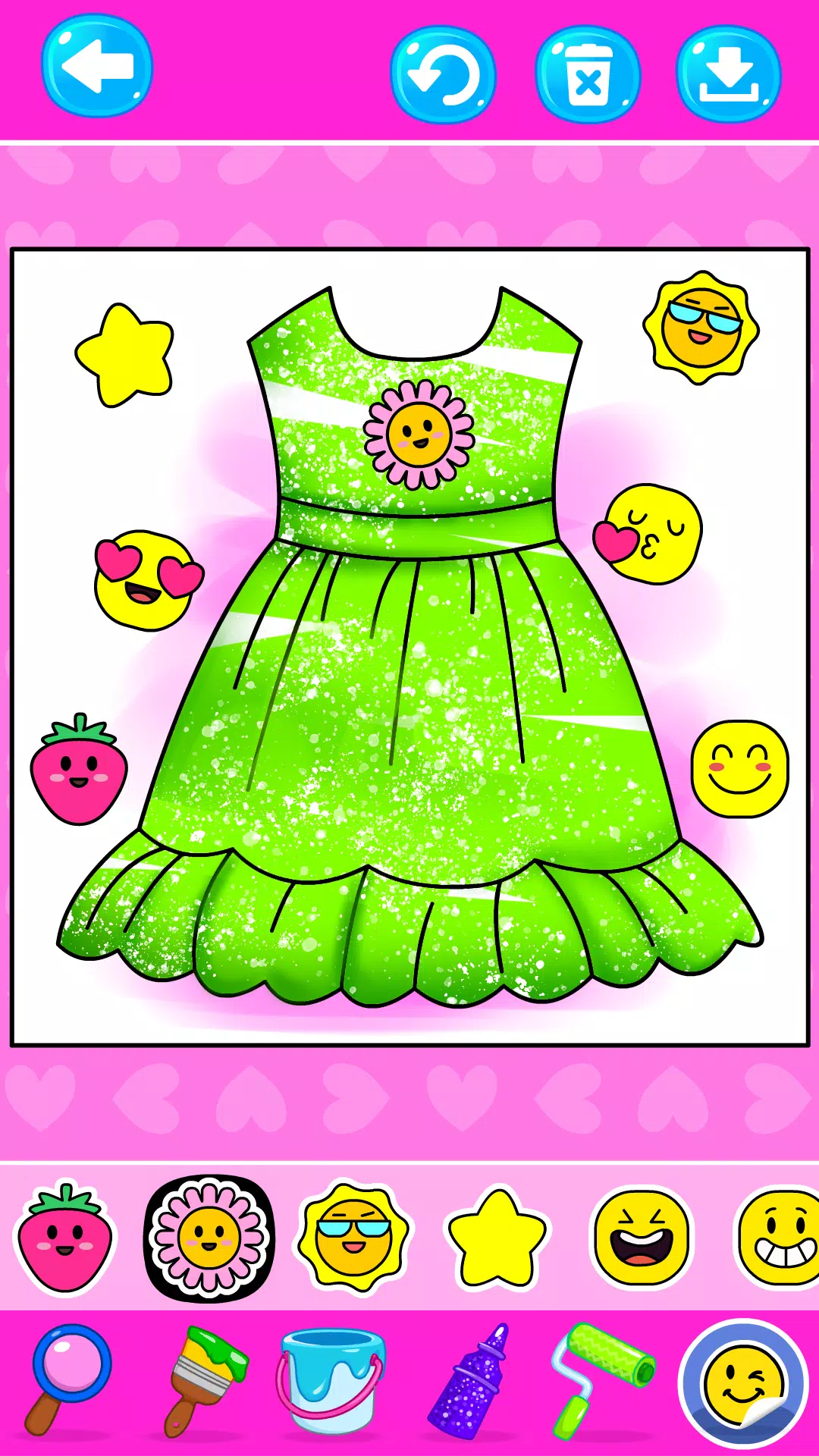 Girls Glitter Dress Coloring Screenshot 4