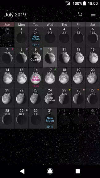 Simple Moon Phase Calendar Ảnh chụp màn hình 1