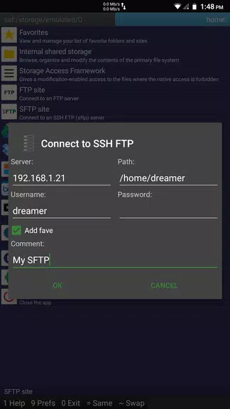 SFTP plugin to Ghost Commander Zrzut ekranu 1