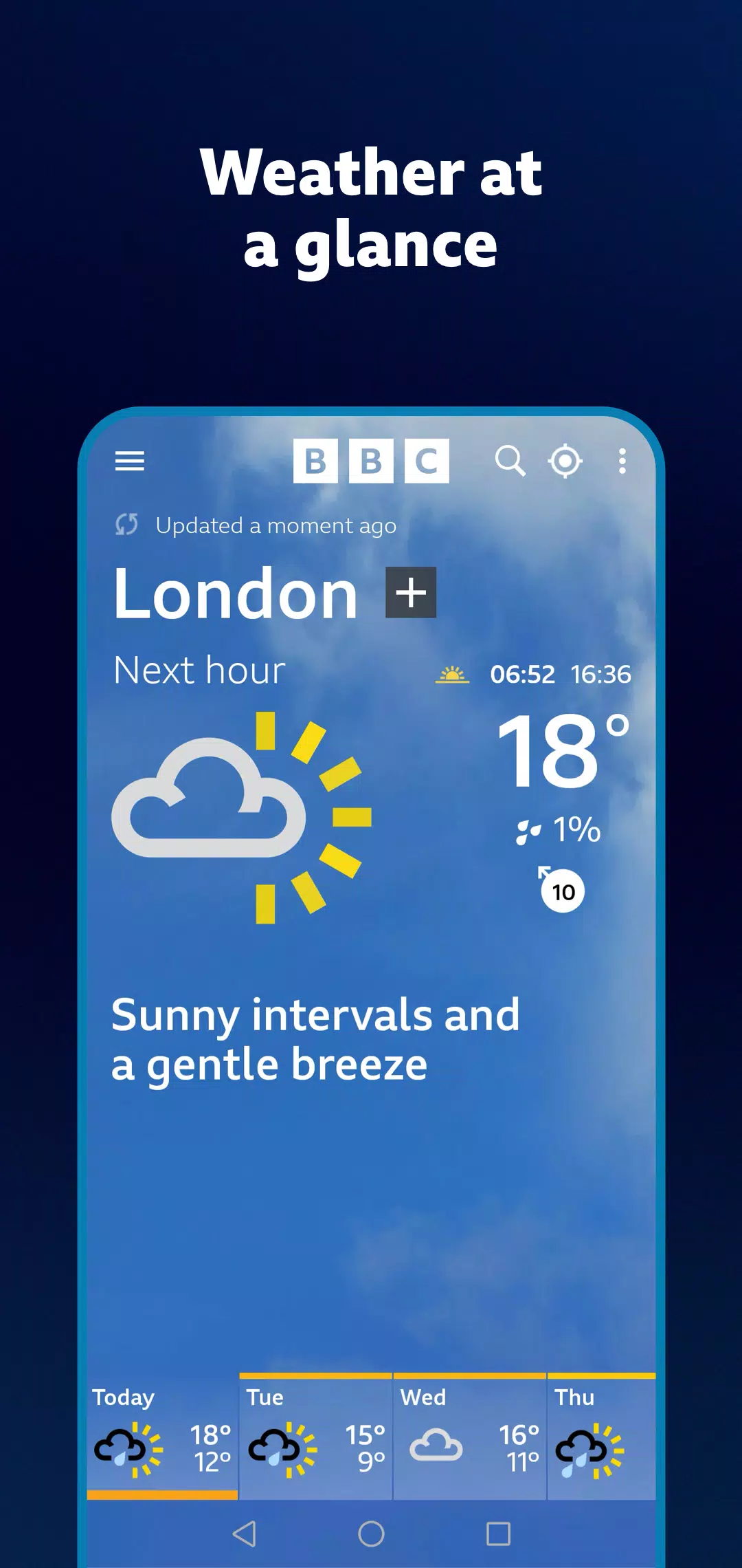 Schermata BBC Weather 1