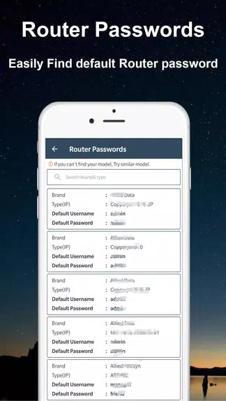 Default WiFi Router Passwords Capture d'écran 2