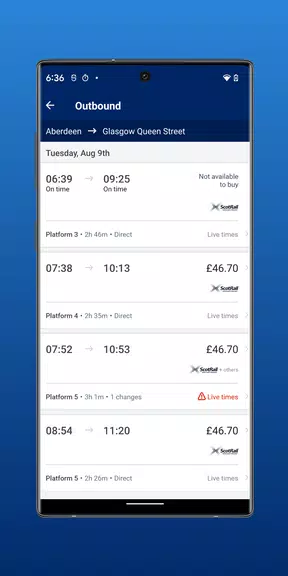 ScotRail Train Times & Tickets Скриншот 2