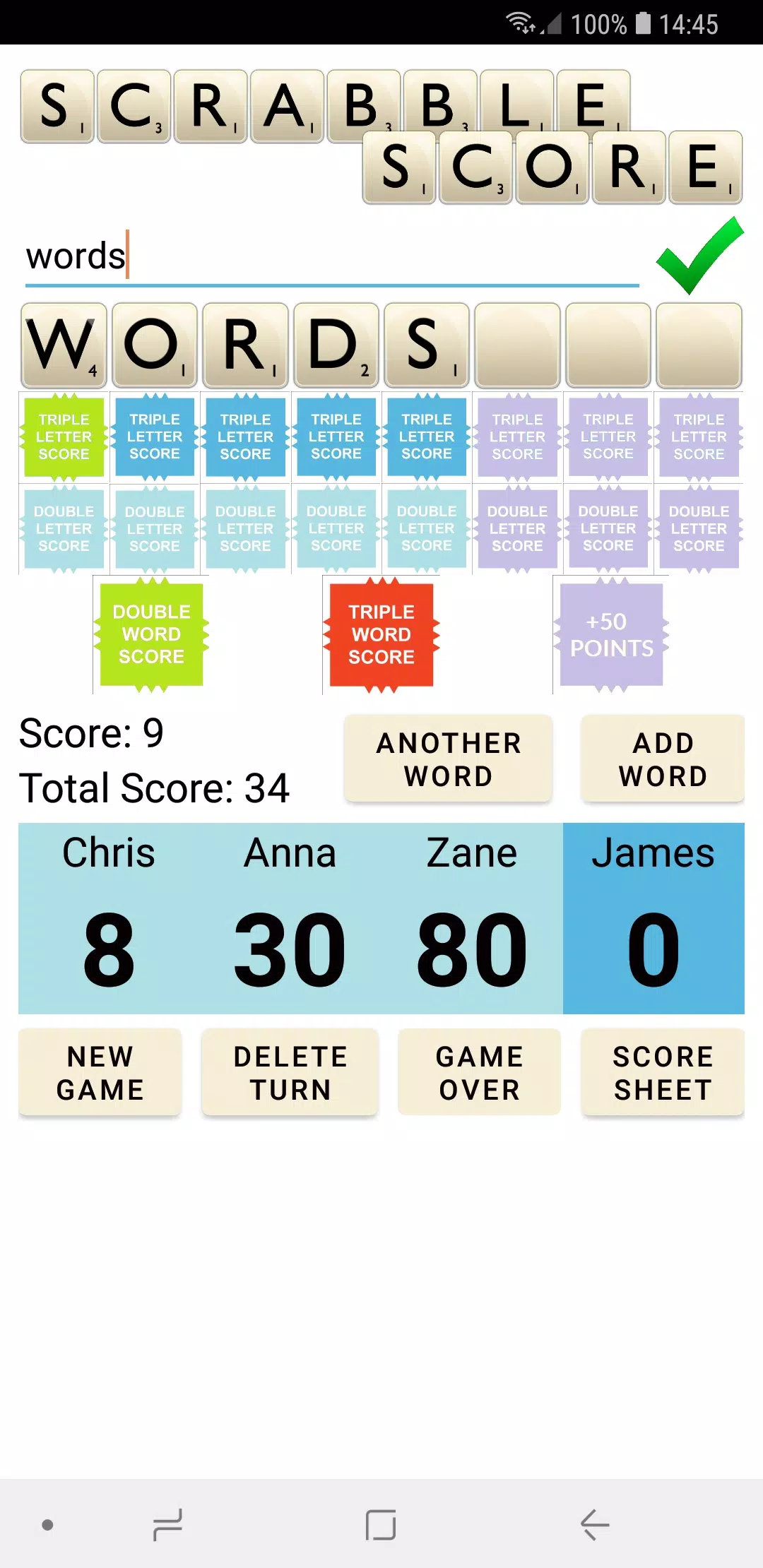 Scrabble Score स्क्रीनशॉट 2