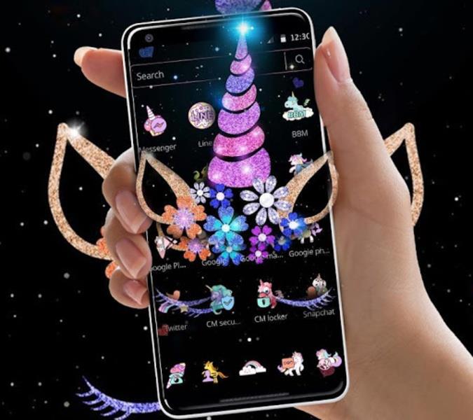 Night Star Unicorn Sparkling Theme Ảnh chụp màn hình 1